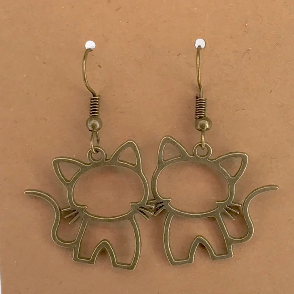 Cat-Shaped Bronze Earrings for Pet Lovers